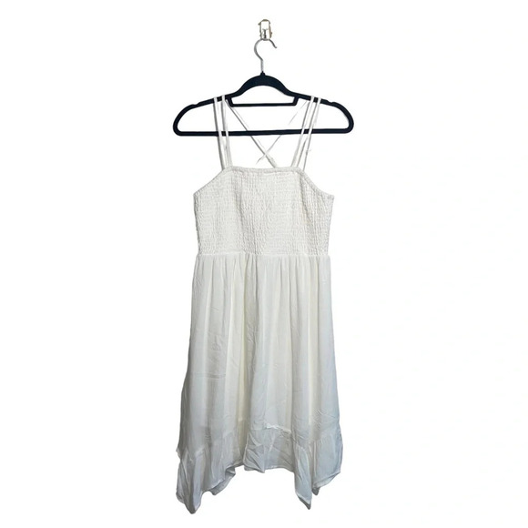 Maurices Eyeshadow NWT White Smock Strappy Hanky Hem Dress Medium Women’s - Picture 2 of 13